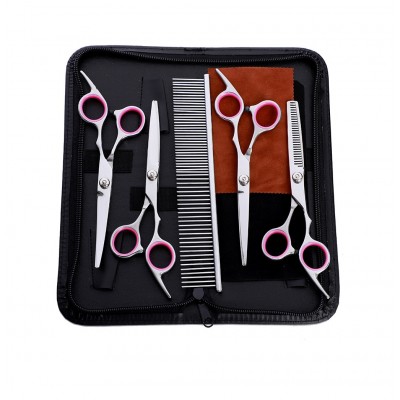 Stainless Steel Dog Grooming Scissors Kit with Safety Round Tip